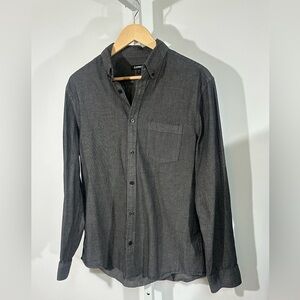 Express Charcoal Gray Pinstripe Button-Up – Minimalist Urban Classic (Men’s S)